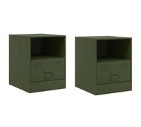 VIDAXL - Comodini 2 pz Verde Oliva 34,5x39x44 cm in Acciaio - SPEDIZIONE GRATUITA