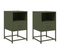 vidaXL Comodini 2 pz Verde Oliva 36x39x60,5 cm in Acciaio