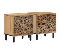 vidaXL Comodini 2pz 40x33x46 cm in Legno Massello di Mango, armadietto, mobili per Camera da Letto, Supporto per Telefono, mobiletto, armadietto Notte