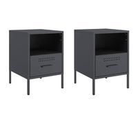 vidaXL Comodini 2pz Antracite 36x39x50,5cm Acciaio Laminato a Freddo, mobiletto, Mobile Camera da Letto, Comodino in Metallo, tavolino da Letto