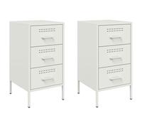 vidaXL Comodini 2pz Bianchi 36x39x68cm in Acciaio Laminato a Freddo, mobiletto, Mobile Camera da Letto, Comodino in Metallo, tavolino da Letto