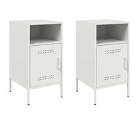 vidaXL Comodini 2pz Bianchi 36x39x68cm in Acciaio Laminato a Freddo, mobiletto, Mobile Camera da Letto, Comodino in Metallo, tavolino da Letto