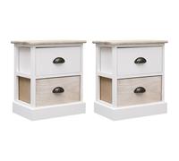 VIDAXL - Comodini 2pz Bianco E Naturale 38x28x45cm In Legno Di Paulonia
