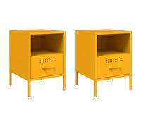 vidaXL Comodini 2pz Giallo Senape 36x39x50,5cm Acciaio Laminato Freddo, mobiletto, mobile camera da letto, comodino in metallo, tavolino da letto