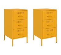 vidaXL Comodini 2pz Giallo Senape 36x39x68cm Acciaio Laminato a Freddo, mobiletto, mobile camera da letto, comodino in metallo, tavolino da letto