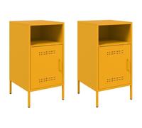 vidaXL Comodini 2pz Giallo Senape 36x39x68cm Acciaio Laminato a Freddo, mobiletto, mobile camera da letto, comodino in metallo, tavolino da letto