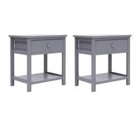 VIDAXL - Comodini 2pz Grigi 40x29x42 Cm In Legno Di Paulonia