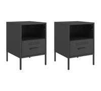 vidaXL Comodini 2pz Neri 36x39x50,5cm in Acciaio Laminato a Freddo, mobiletto, mobile camera da letto, comodino in metallo, tavolino da letto