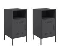 vidaXL Comodini 2pz Neri 36x39x68 cm in Acciaio Laminato a Freddo, mobiletto, mobile camera da letto, comodino in metallo, tavolino da letto