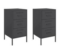 vidaXL Comodini 2pz Neri 36x39x68 cm in Acciaio Laminato a Freddo, mobiletto, mobile camera da letto, comodino in metallo, tavolino da letto