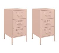 vidaXL Comodini 2pz Rosa 36x39x68cm in Acciaio Laminato a Freddo, mobiletto, mobile camera da letto, comodino in metallo, tavolino da letto