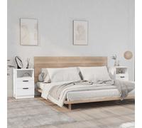 vidaXL Comodini a Muro 2 pz Bianchi in Legno Multistrato