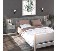 vidaXL Comodini a Muro 2 pz Grigio Cemento