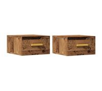 vidaXL Comodini a Muro 2 pz Legno Antico 35x35x20 cm, Comodino a Muro, Comodino a Sospensione, Comodino, Comodino pensile, Comodino sospeso
