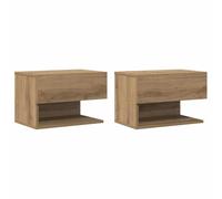 vidaXL Comodini a Muro 2 pz Rovere Artigianale, Comodino a Muro, Comodino a Sospensione, Comodino, Comodino pensile, Comodino sospeso