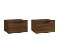 vidaXL Comodini a Muro 2 pz Rovere Marrone 34x30x20 cm
