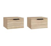 vidaXL Nachtkastjes 2 st wandgemonteerd 34x30x20 cm sonoma eikenkleur