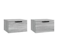 vidaXL Comodini a parete 2 pezzi Sonoma grigio 34x30x20 cm, comodini, cassetti per camera da letto, cassetti per camera da letto, cassetto della camera da letto, comodino a parete