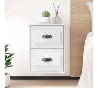 vidaXL Comodini a Parete 2 pz Bianco Lucido 41,5x36x53 cm