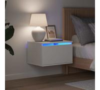 vidaXL Comodini a Parete con Luci LED 2 pz Bianchi
