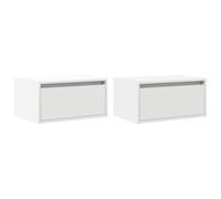 vidaXL Comodini a Parete con Luci LED 2 pz Bianchi