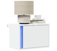 vidaXL Comodini a Parete con Luci LED 2 pz Bianchi, Comodino sospeso, Comodino, mobili per Camera da Letto, Comodino a Parete, Porta Telefono
