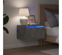vidaXL Comodini a Parete con Luci LED 2 pz Grigio Cemento