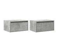 vidaXL Comodini a Parete con Luci LED 2 pz Grigio Cemento