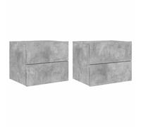 vidaXL Comodini a Parete con Luci LED 2 pz Grigio Cemento