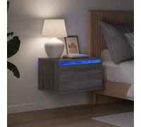 vidaXL Comodini a Parete con luci LED 2 pz Grigio Sonoma