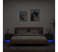 vidaXL Comodini a Parete con Luci LED 2 pz Neri