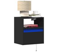 vidaXL Comodini a Parete con Luci LED 2 pz Neri