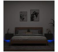 VIDAXL - Comodini A Parete Con Luci Led 2 Pz Neri