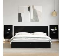 vidaXL Comodini a Parete con Luci LED 2 pz Neri