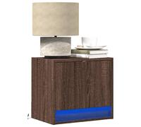 vidaXL Comodini a Parete con luci LED 2 pz Rovere Marrone