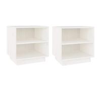 vidaXL Comodini Bianchi 2 pz 40x34x40 cm in Legno Massello di Pino