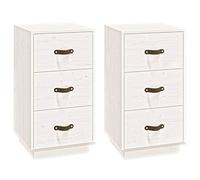 vidaXL Comodini Bianchi 2 pz 40x40x75 cm in Legno Massello di Pino