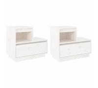 vidaXL Comodini Bianchi 2 pz 60x34x51 cm in Legno Massello di Pino