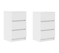 vidaXL Comodini con 3 Cassetti 2 pz Bianco 39x35x65 cm, tavolino da Notte, tavolino, Arredamento per Camera da Letto, Comodino per Camera da Letto