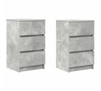 vidaXL Comodini con 3 Cassetti 2 pz Grigio Cemento 39x35x65 cm, tavolino da Notte, tavolino, Arredamento per Camera da Letto