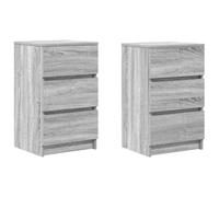 vidaXL Comodini con 3 Cassetti 2 pz Grigio Sonoma 39x35x65 cm, tavolino da Notte, tavolino, Arredamento per Camera da Letto