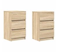 vidaXL Comodini con 3 Cassetti 2 pz Rovere Sonoma 39x35x65 cm, tavolino da Notte, tavolino, Arredamento per Camera da Letto
