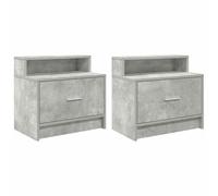 VIDAXL - Comodini Con Cassetto 2 Pz Grigio Cemento 51x31x47 Cm