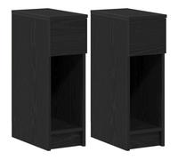 vidaXL Comodini con Cassetto 2 pz Rovere Nero 20x36x60 cm
