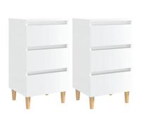 VIDAXL - Comodini con Gambe in Legno 2pz Bianco Lucido 40x35x69 cm