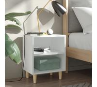 vidaXL Comodini con Gambe in Legno Massello 2pz Bianchi 40x30x50 cm