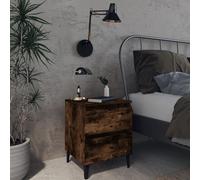 vidaXL Comodini con Gambe in Legno Massello 2pz Rovere Fumo 40x30x50cm