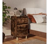 vidaXL Comodini con Gambe in Legno Massello 2pz Rovere Fumo 40x35x69cm