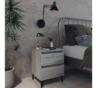 vidaXL Comodini con Gambe in Metallo 2 pz Grigio Sonoma 40x35x50 cm