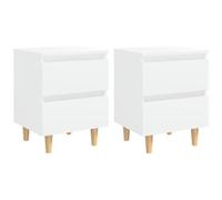 vidaXL Comodini con Gambe in Pino Massello 2pz Bianchi 40x35x50 cm